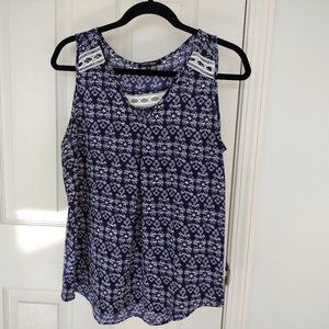 Papermoon Size XL,Navy Blue with white design, sleevless